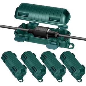Frienda Outdoor Extension Cord Safety Cover Waterproof Cord Connector Protector Ip44 with  Detachable Latches Plug Cover Electrical Safety Box for Holiday Outlet Decoration Lights(Green, 2 Pack)