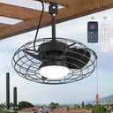 ZMISHIBO Outdoor Ceiling Fans with Light for Patios, Waterproof Gazebo Fan with Remote Control Smart App,3CCT Dimmable, Plug in Caged Ceiling Fan with Pull Chain for Porch Pergola, Black