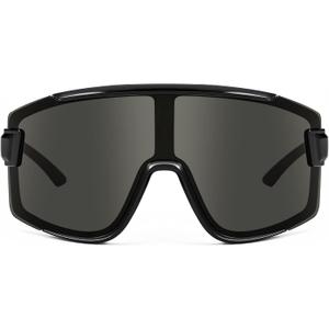 FEISEDY Cycling Glasses Men Women Sport Sunglasses 80s ski Goggles Driving Fishing Biking Sunglasses UV Protection B2944 (Color: 004 Black Frame/Gray Lens
)