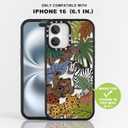 for iPhone 16 Case TPU+PC Premium Painted Anti-Drop Phone Case Superior Shock Absorption Military-Grade Drop Protection Graffiti of Cartoon Animal Phone Case