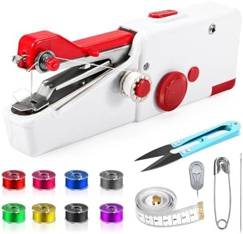 Handheld Sewing Machine, Mini Pet Clothes Sewing, Portable Hand Sewing Machine for Beginners, Home & Travel Quick Repairs Electric Hand Held Sewing Device for Fabric Clothing Kids Cloth Pet Clothes
