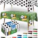 2 x Pureegg Soccer Party Decorations 2026 Plastic Tablecloth Disposable 10 Pack, Rectangle Table Cover 54 x 108 Inch, Plastic Table Cloth for Soccer Birthday Party, Green and White Soccer