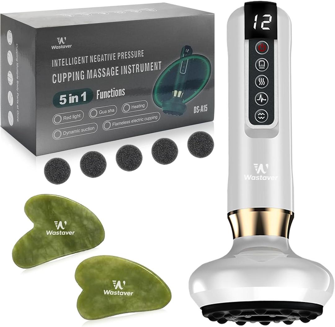 Ellulite Massage Tool, Anti Cellulite Massager-Cupping Kit for Massage Therapy, 12 Speed Adjustable Suction Cupping Therapy Set for Belly, Thighs, Arms, Butt (White)