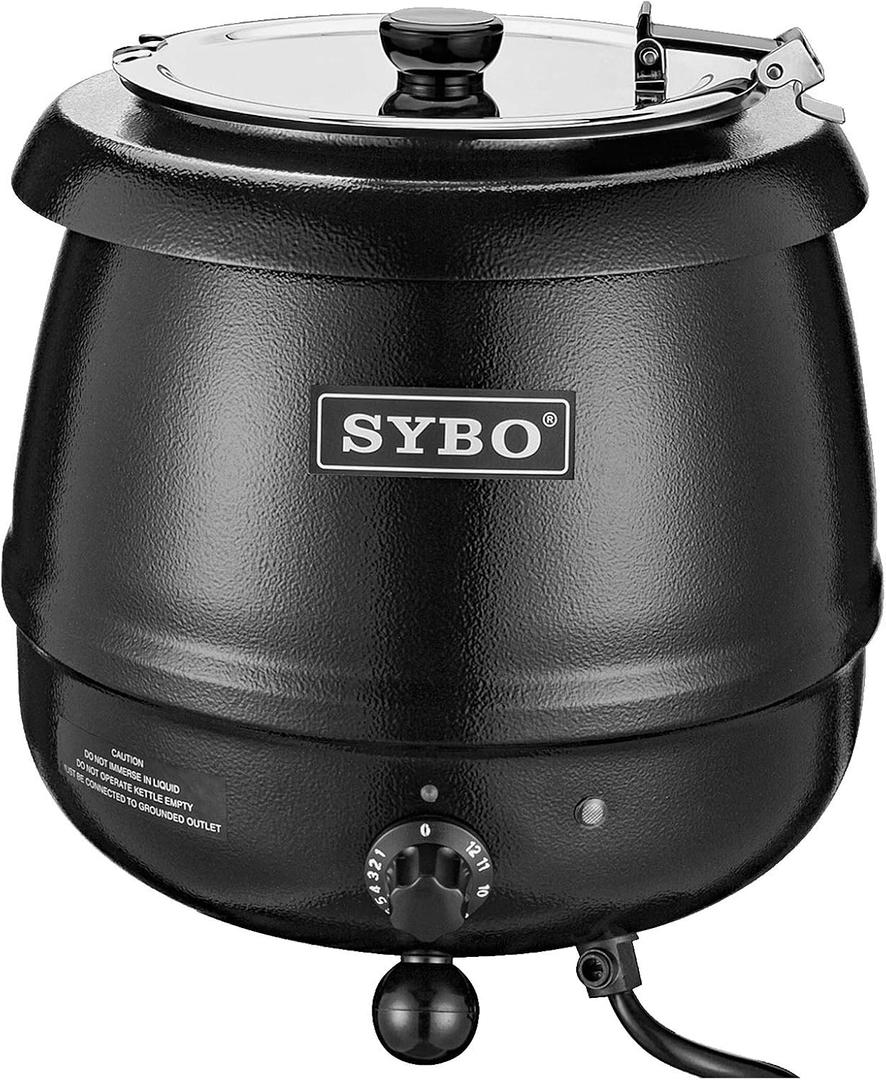 SYBO SB6000 Commercial Grade Soup Kettle with Hinged Lid and Detachable Stainless Steel Insert Pot for Restaurant and Big Family, 10.5 Quarts, Black
