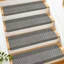 DEXDE Bullnose Carpet Stair Treads for Wooden Steps Indoor, 2 Pack Grey