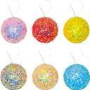 LANGXUN 6pcs Candy Land 2025 Xmas Birthday Party Wedding Suppiles Decoration, Hanging Candy Cane Christmas Tree Dcor, Christmas Decorative Hanging Ornaments Crafts (Rainbow Balls)