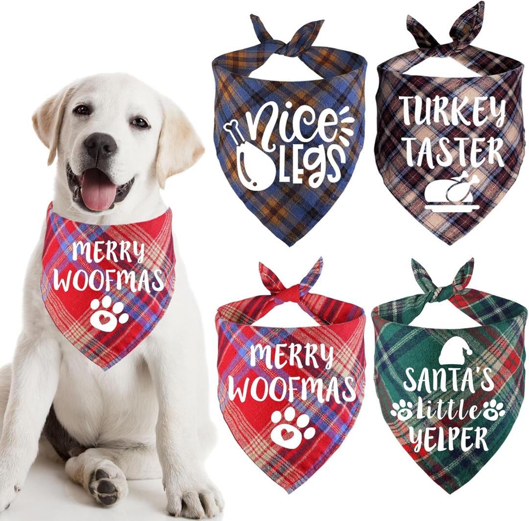STMK Pack of 4 Holiday Dog Bandanas, Thanksgiving Day Christmas Dog Bandanas for Small Medium Large Dogs Costumes (Small) STMK Pack of 4 Holiday Dog Bandanas, Thanksgiving Day Christmas Dog Bandanas for Small Medium Large Dogs Costumes (Small)