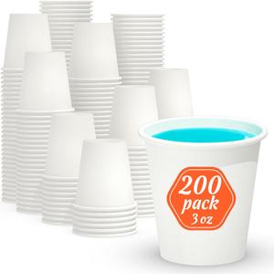 200 Count 3 oz Disposable Coffee Cups, Bathroom Mouthwash Cups, Leak-Free Food Safe Small Paper Mini Cup | Leak-Free, Food Safe, Small