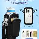 Water Bottle Sleeve with Pouch for Cirkul 22 oz - Crossbody Shoulder Strap Detachable Phone Purse with Bottles Cover Holder Carrier Bag
