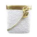 Hymmah Bathroom Trash Can 1.8 Gallon(7 Liter) Small Kitchen Garbage Can,Decor Wastebasket for Bedroom Office,Resin Hand-Carved Colla Lotus White&Gold