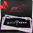 [2 Pack] AB Bling License Plate Frames - 1200+ Hand-Set Iridescent Rainbow Crystals - Rust-Proof Stainless Steel, 100% Street Legal - Girly Car Accessories Gifts for Women (Placas de Carro Mujer)