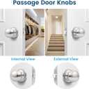 6 Pack Brushed Nickel Door Knob, Round Interior Door Knobs for Hallway Closet, Non-Locking Passage Door Knobs, Keyless Door Handles for Left/Right Handle Doors