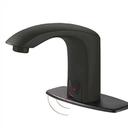 Touchless Bathroom Faucet Automatic Motion Sensor Sink Faucets with 3 Hole Cover Plate and Temperature Mixer, Black Motion Activated Hands-Free Basin Smart Commercial Faucet Single Hole BODQEMR