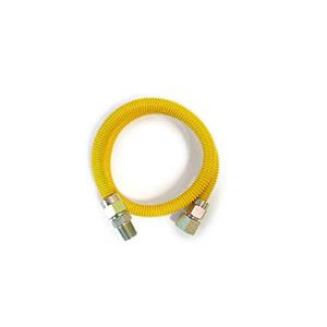 EZ-Fluid 24" Tankless Water Heater Full Port Gas Flexible Line,Yellow Epoxy Coated 3/4"MIP x 3/4"FIP (1"OD) Full Flow,High Btu,Gas Connector Hose Supply For Commercial,Residential 