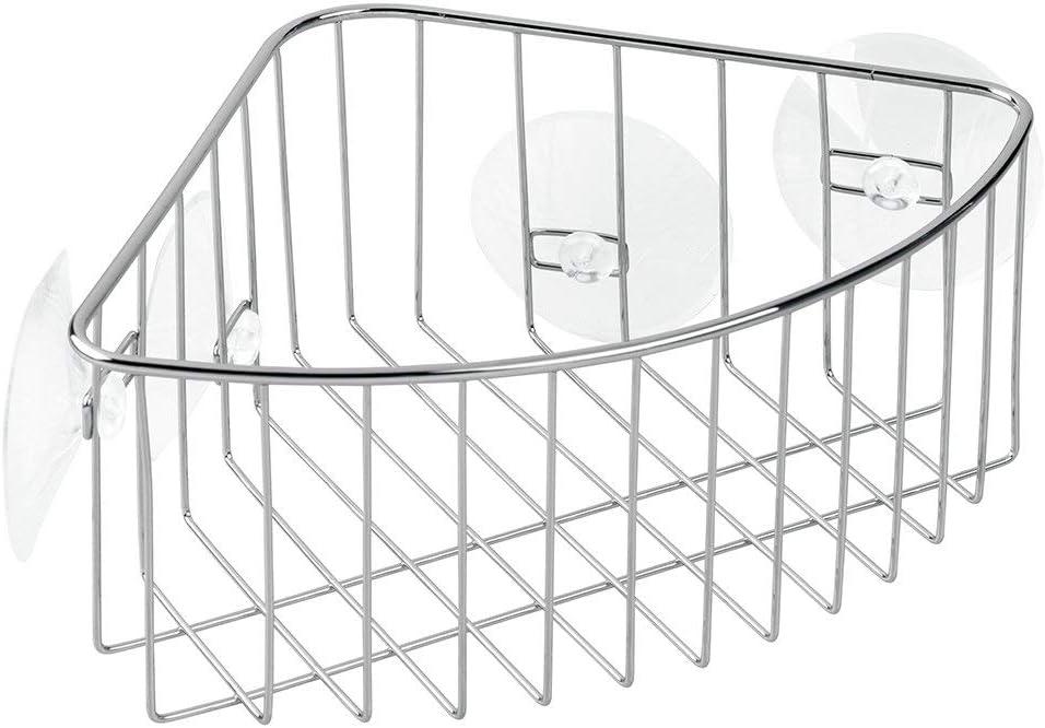 InterDesign Rondo Corner Shower Basket Shower Basket with Suction Cups, Chrome