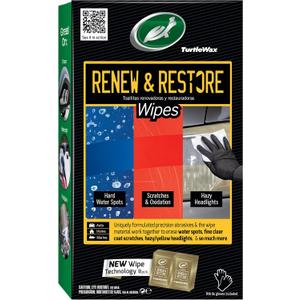 2 x Turtle Wax 54349 Renew and Restore Wipes, Car Paint Scratch Removal, Works on Water Spots, Headlight Oxidation, Glass, Metal and More, Pack of 8 Wipes