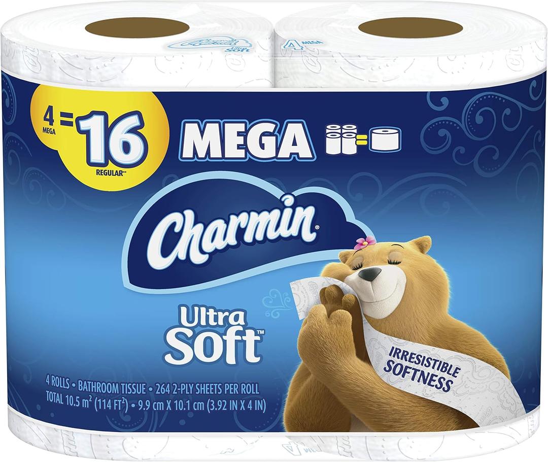 Charmin Ultra Soft Toilet Paper, 4 Mega Rolls (4 Count (Pack of 1))