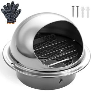 Dryer Vent Cover Outside, 4 inch Stainless Steel Round Dryer Exhaust Vent, Outdoor Vent Cover with Built-in a Fly Screen for Bathroom, Air, Office, Home, Hvac System