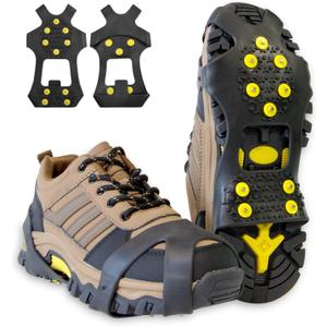 Ice Cleats, Ice Grippers Traction Cleats for Shoe and Boots Non-Slip Overshoe with 10 Steel Studs Cleats Prevent Outdoor Activities from Wrestling (Large(7-9.5men/8.5-11women))