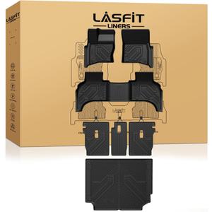 LASFIT Floor Mats for Land Rover Defender 110 2020-2026(Fit 5 Seats), All-Weather Protection TPE Car Mats 2 Rows Floor Liners & Seatback Mats & Trunk Full Set for Defender 110 Accessories, Black