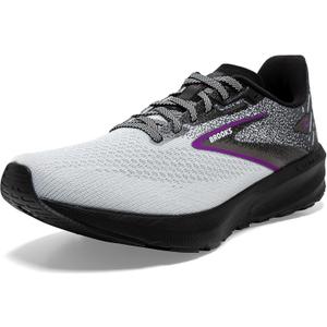 Brooks Womens Launch 10 Neutral Running Shoe (Black/White/Violet), 