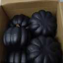Liliful 12 Pack 4 Inch Fall Harvest Black Artificial Pumpkins Crafts Rustic Decorative Pumpkin Foam Pumpkins Decoration for Halloween Thanksgiving Wedding Dining Table Centerpiece Decorating