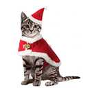 Enjoying Cat Christmas Costume, Pet Santa Hat with Xmas Clothes for Cats Small Dogs Rabbits, Cat Santa Hat and Red Warm Cloak Coat, New Year Puppy Red Clothes Outfit, Adjustable. 2 Pieces
