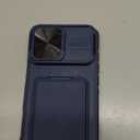 SSLOTSCASE for iPhone 17 Pro Max Case with Stand & Credit Card Holder & Sliding Camera Cover & Camera Stand & Wallet, Rugged Silicone Edge Protective Case Cover for iPhone 17 Pro Max 6.9'' 2025, Blue