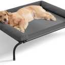 WESTERN HOME Cooling Elevated Dog Bed for Large Dogs, Portable Indoor & Outdoor Raised Dog Bed with Breathable Mesh, Chew Proof Pet Hammock Cots with Removable and Waterproof Bolsters