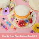Aneco 120 Piece DIY Handmade Straw Hat Set Served for 10 Guests with Creative Craft Art Painting Hats Artificial Flowers Acrylic Paint Brushes for Summer Beach, Tea Party Dress Up