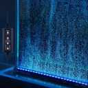 hygger Aquarium Bubble Bar with 24/7 LED Light, Quiet Fine Air Stone with Hose Check Valve, Adjustable Time Brightness Color Submersible Fish Tank Light, Air Diffuser Wall Decorations