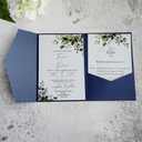 Blue Invitation Pocket With Envelop For Wedding Bridal Shower Birthday Thank You Card 20 sets (blue)