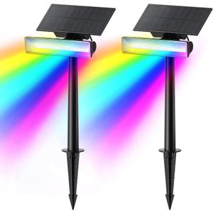 Consciot Solar Outdoor Lights Halloween, 54 LEDs Solar Spot Lights 7 Multicolor Changing, Solar Lights Outdoor Waterproof IP67, Landscape Lights for Yard Garden Patio Christmas Decor, 2 Pack