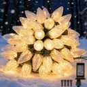 C9 LED Christmas Lights Outdoor,33 Feet 50 LED 8 Lighting Modes Waterproof Connectable Christmas String Lights for Outside Roofline Patio Home Xmas Decorations (Warm White)