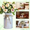 4 Sets Farmhouse Wedding Flower Centerpiece for Tables Decorations, Rustic Artificial Roses Bouquet with Metal Galvanized Vase Pot for Party Bridal Shower Event (Silver Vase & Champagne Roses)