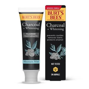 Burt's Bees Toothpaste, Natural Flavor, Charcoal with Fluoride Toothpaste, Mountain Mint, 3 x 4.7oz