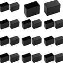 20pcs Rectangle Chair Leg Caps, 1.2" x 0.6" / 30 x 15mm Anti-Slip Chair Leg Floor Protectors PVC Rubber Pads Furniture Table Feet Covers, Black