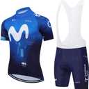 Cycling Jersey Men Set Bib Shorts Set Summer Mountain Bike Bicycle Suit Anti-UV Bicycle Team Racing Uniform Clothes (Blue, XXL)