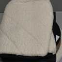 Round Ottoman with Storage, Boucle Foot Rest Stool with Reversible Tray Lid, Folding Teddy Ottoman Coffee Table for Dorm Living Room Bedroom Entryway, White,13" x 13" x 13.8"