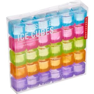Kikkerland Reusable Ice Cubes, Set of 30, Multicolor (1 inch)
