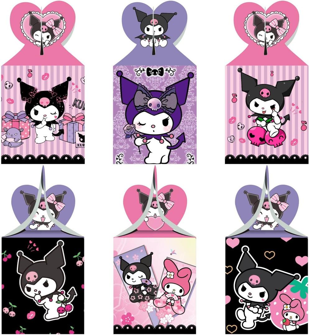ARHAVI 12pcs Kuromi Party Favor Gift Boxes, My Melody and Kuromi Birthday Party Supplies for Kawaii Party Decorations