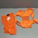 Avidlove Rave Outfits for Women Festival Sexy Lingerie Bodysuit Buckle Shrug Crop Top Set Orange