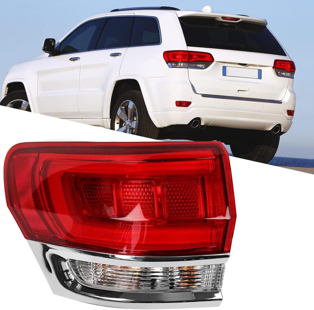 Huray Left Outer Taillight Fit for Jeep Grand Cherokee 2014-2021 Driver Side Tail lamp Assembly Replacement Accessory (Laredo/Limited/Overland/Summit), Outer, LH(Driver Side)