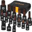 16-Piece Torx Bit Socket Set - Premium S2 Steel European Style T8-T60 with Socket Adapters, Star Bit Socket Set 1/4, 3/8 and 1/2 Drive | Professional Mechanic Garage Tools