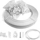 Plastic Curved Curtain Track 5M Flexible Bendable White Ceiling Mount Rail for Room Divider, Shower, Bathroom, Drop Ceiling Installation, White, 13.4"L x 1.38"W