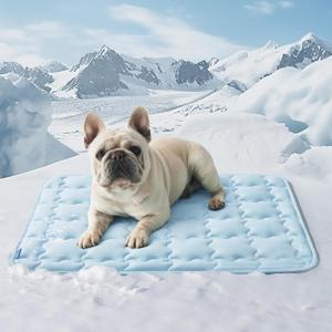 Bedsure Cooling Mat for Medium Dogs  29x21 Thin Washable Cooling Pet Pad for Cat, QMAX>0.5, Portable Kennel Puppy Bed for Summer, Non-Slip Summer Crate Pad for Dog Up to 25 lbs (Baby Blue)