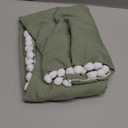 Avocado Green Body Pillow Cover 20x54 Body Pillow Cover Cute White Pom Poms Fringe Design Boho Chic Decor Long Pillow Case Cover with Pocket Closure (54" x 20" (Pack of 1))