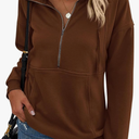 PRETTYGARDEN Women's Casual Long Sleeve Lapel Zipper Sweatshirt Drawstring Loose Pullover Tops Size XXL