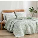 Wonderful Spring Fresh Quilt, Sage Green Floral Bedspread Queen Size, 3 Piece Cotton Vintage Farmhouse Bedding Set, Machine Washable Lightweight Soft Bed Cover for All Season
breathable material, Hypoallergenic soft