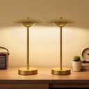 2 Pack Cordless Table Lamps, Rechargeable Battery Powered Lighting, Indoor/Outdoor Table Lamps for Patio Restaurant Home Dinner Dining Kitchen Bar Night Light Balcony,Waterproof & Wireless(Gold)